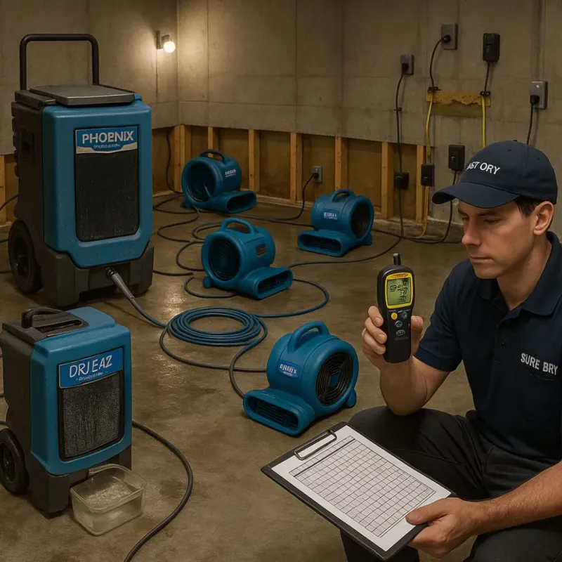 Structural Drying and Dehumidification process in Marvin, NC